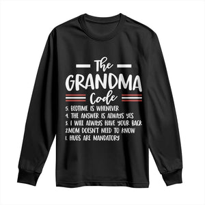 The Grandma Code Long Sleeve Shirt Humorous Grandmother Rules Graphic TS12 Black Print Your Wear