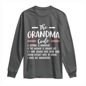 The Grandma Code Long Sleeve Shirt Humorous Grandmother Rules Graphic TS12 Dark Heather Print Your Wear