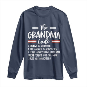 The Grandma Code Long Sleeve Shirt Humorous Grandmother Rules Graphic TS12 Navy Print Your Wear
