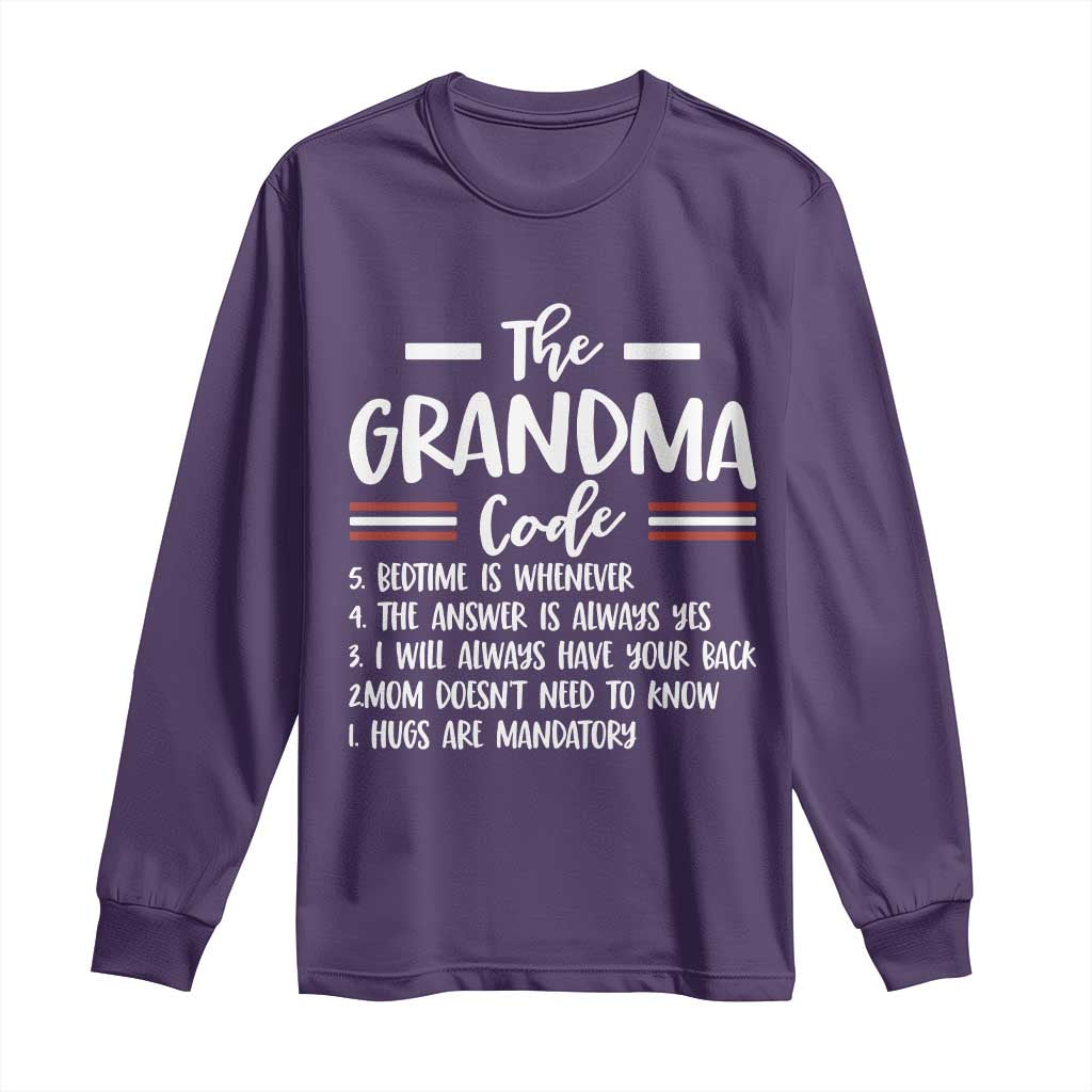 The Grandma Code Long Sleeve Shirt Humorous Grandmother Rules Graphic TS12 Purple Print Your Wear