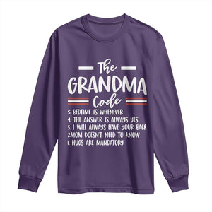 The Grandma Code Long Sleeve Shirt Humorous Grandmother Rules Graphic TS12 Purple Print Your Wear