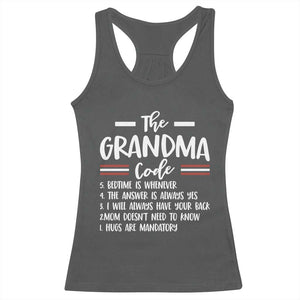 The Grandma Code Racerback Tank Top Humorous Grandmother Rules Graphic TS12 Dark Heather Print Your Wear