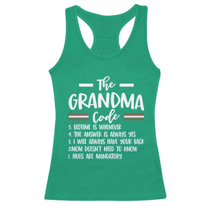 The Grandma Code Racerback Tank Top Humorous Grandmother Rules Graphic TS12 Irish Green Print Your Wear