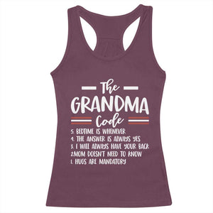 The Grandma Code Racerback Tank Top Humorous Grandmother Rules Graphic TS12 Maroon Print Your Wear