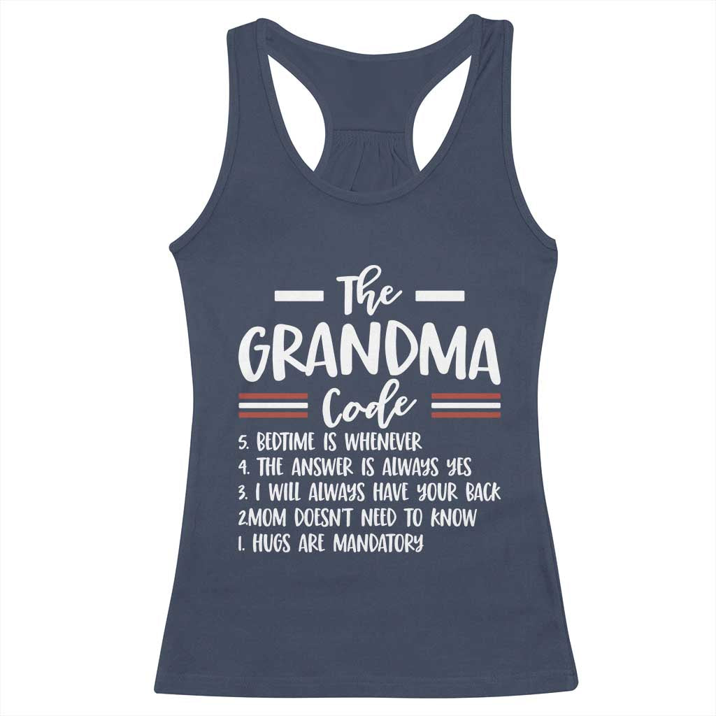 The Grandma Code Racerback Tank Top Humorous Grandmother Rules Graphic TS12 Navy Print Your Wear