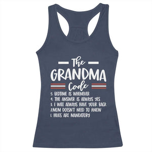The Grandma Code Racerback Tank Top Humorous Grandmother Rules Graphic TS12 Navy Print Your Wear