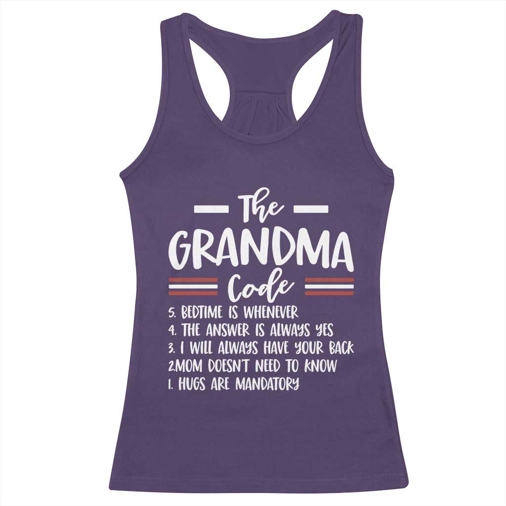 The Grandma Code Racerback Tank Top Humorous Grandmother Rules Graphic TS12 Purple Print Your Wear