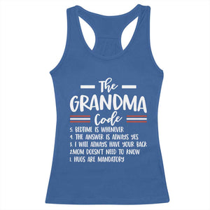 The Grandma Code Racerback Tank Top Humorous Grandmother Rules Graphic TS12 Royal Blue Print Your Wear
