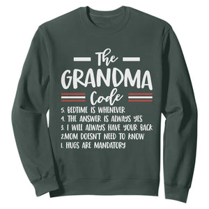 The Grandma Code Sweatshirt Humorous Grandmother Rules Graphic TS12 Dark Forest Green Print Your Wear