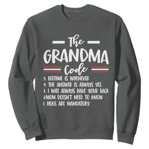 The Grandma Code Sweatshirt Humorous Grandmother Rules Graphic TS12 Dark Heather Print Your Wear