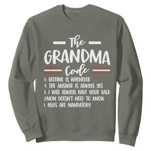 The Grandma Code Sweatshirt Humorous Grandmother Rules Graphic TS12 Military Green Print Your Wear