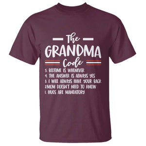 The Grandma Code T Shirt Humorous Grandmother Rules Graphic TS12 Maroon Print Your Wear