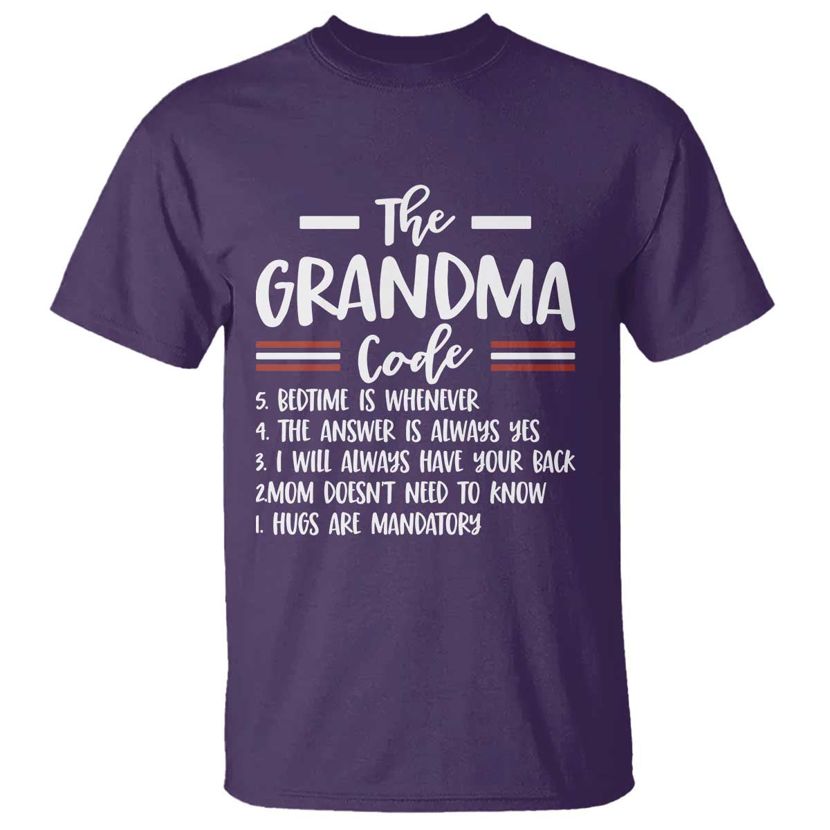 The Grandma Code T Shirt Humorous Grandmother Rules Graphic TS12 Purple Print Your Wear