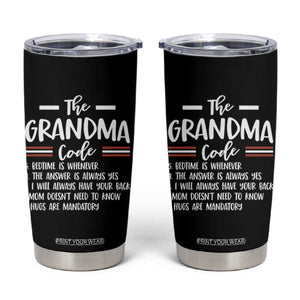 The Grandma Code Tumbler Cup Humorous Grandmother Rules Graphic TS12 Black Print Your Wear