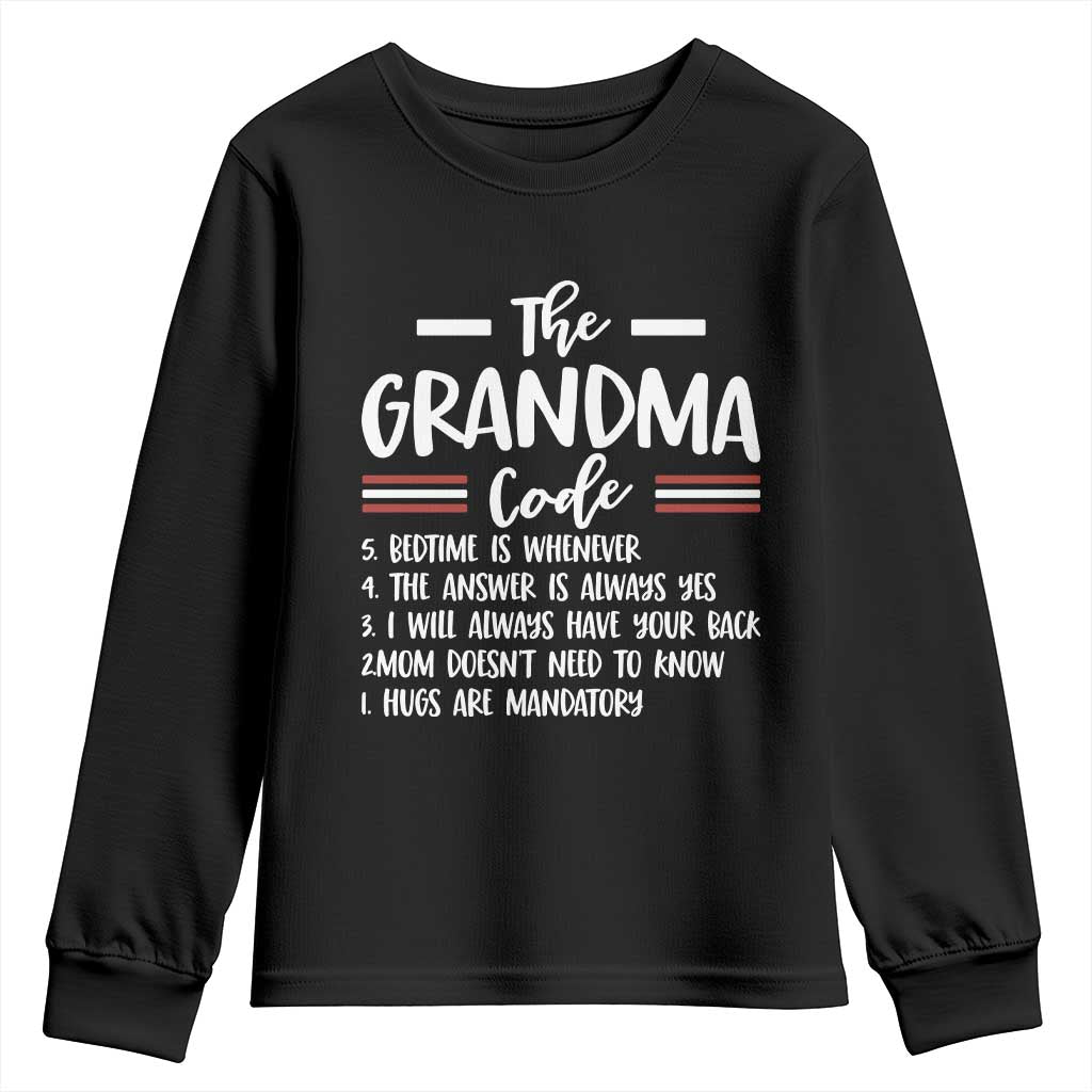 The Grandma Code Youth Sweatshirt Humorous Grandmother Rules Graphic TS12 Black Print Your Wear