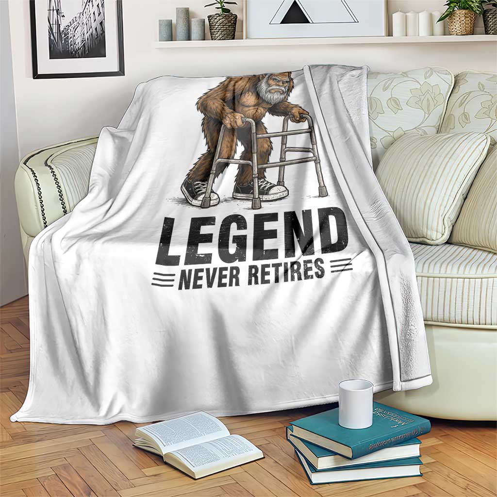 Funny Old Bigfoot Retirement Gift Throw Blanket Legend Never Retires TS12 Print Your Wear