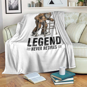 Funny Old Bigfoot Retirement Gift Throw Blanket Legend Never Retires TS12 Print Your Wear