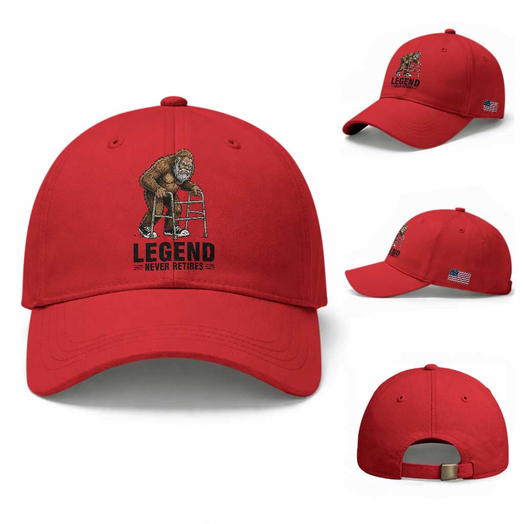 Funny Old Bigfoot Retirement Gift Baseball Cap Legend Never Retires TS12 Baseball Cap Universal Fit Red Print Your Wear