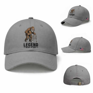 Funny Old Bigfoot Retirement Gift Baseball Cap Legend Never Retires TS12 Baseball Cap Universal Fit Sport Gray Print Your Wear