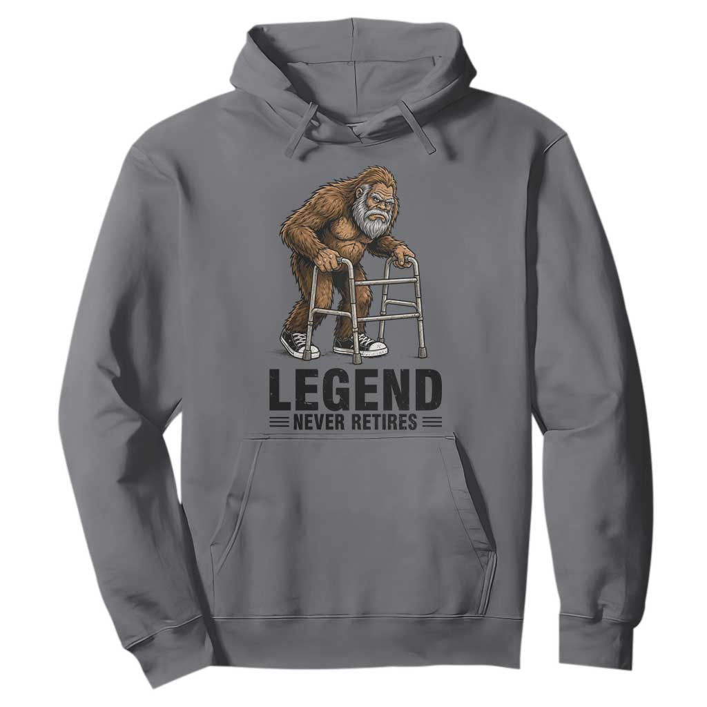 Funny Old Bigfoot Retirement Gift Hoodie Legend Never Retires TS12 Charcoal Print Your Wear