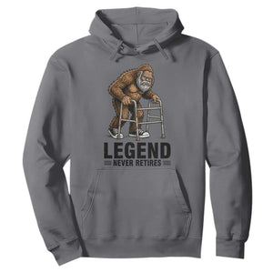 Funny Old Bigfoot Retirement Gift Hoodie Legend Never Retires TS12 Charcoal Print Your Wear