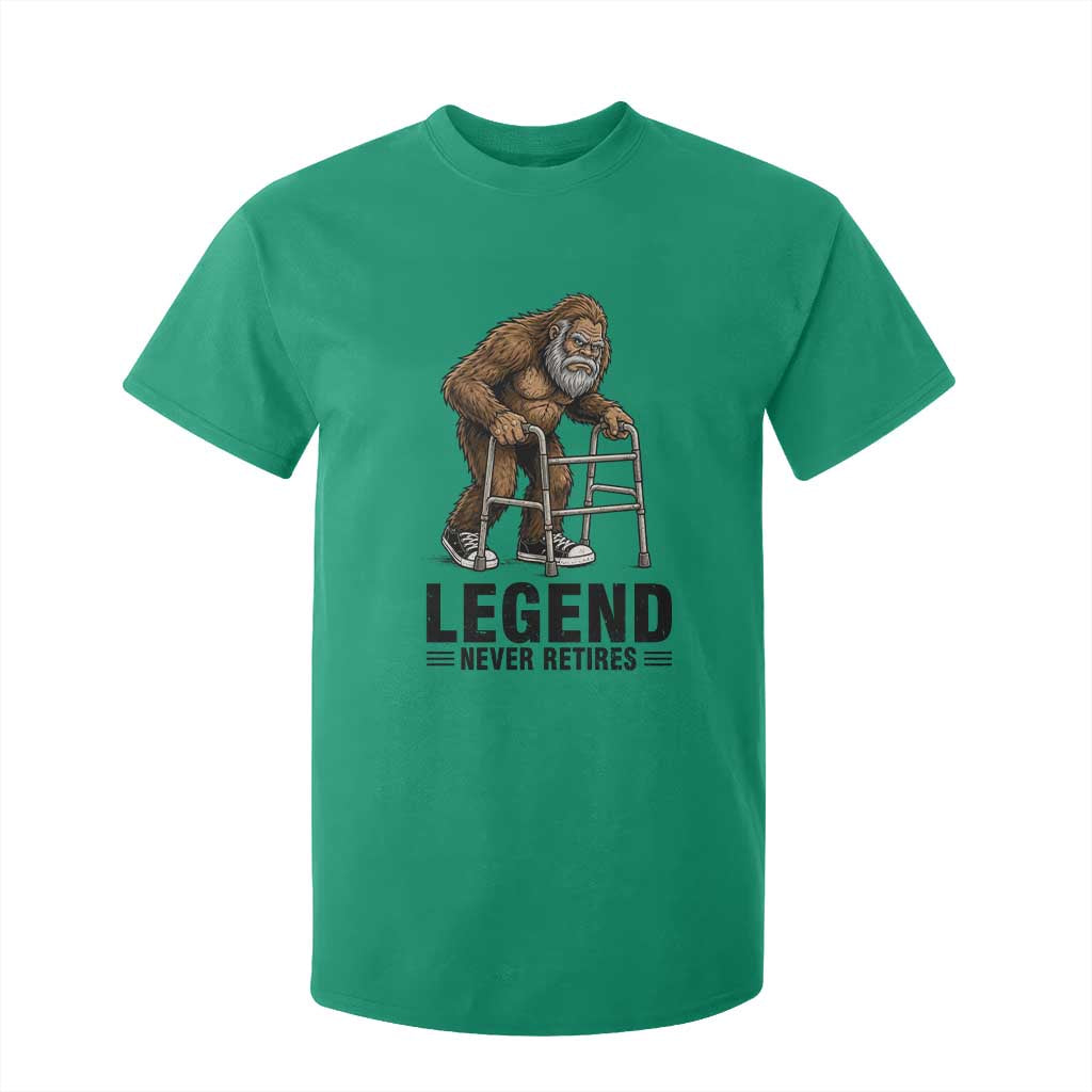 Funny Old Bigfoot Retirement Gift T Shirt For Kid Legend Never Retires TS12 Irish Green Print Your Wear