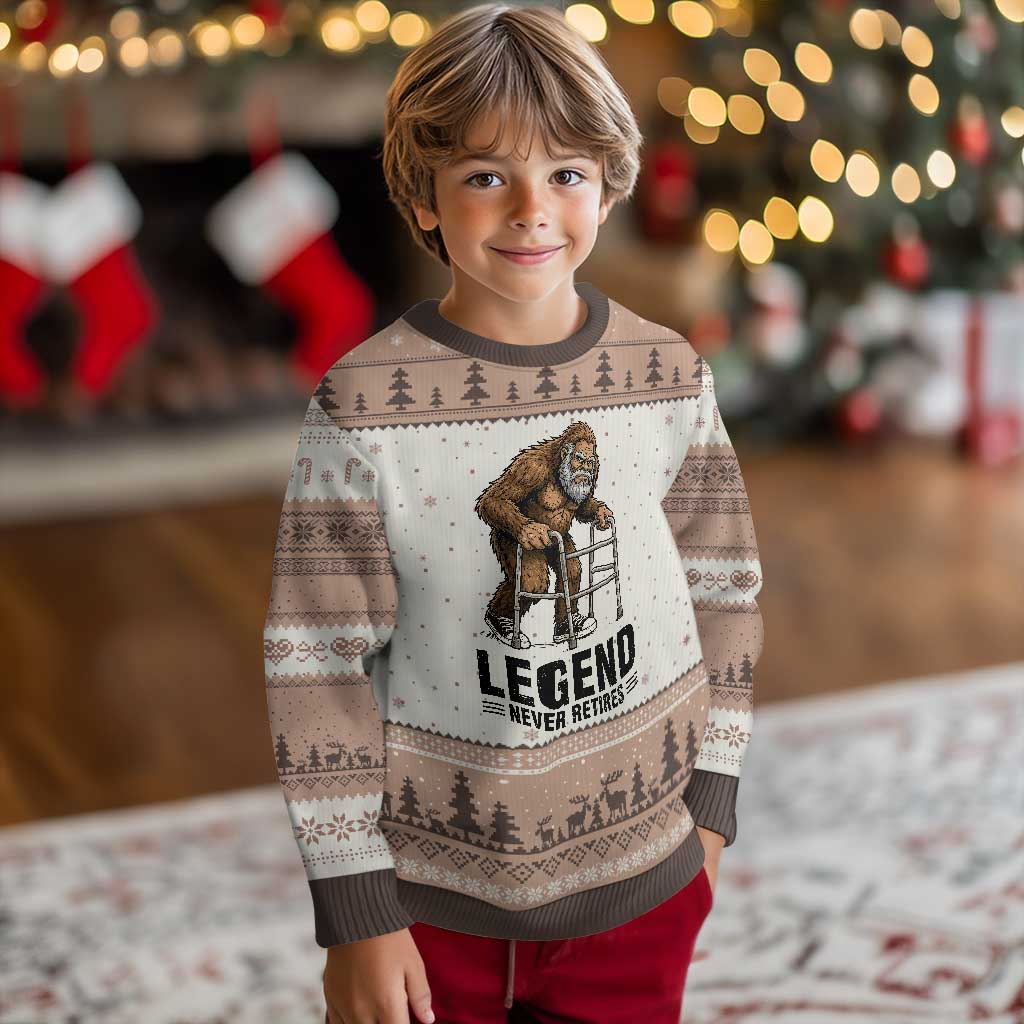 Funny Old Bigfoot Retirement Gift Ugly Christmas Sweater Legend Never Retires TS12 Mocha Mousse Print Your Wear