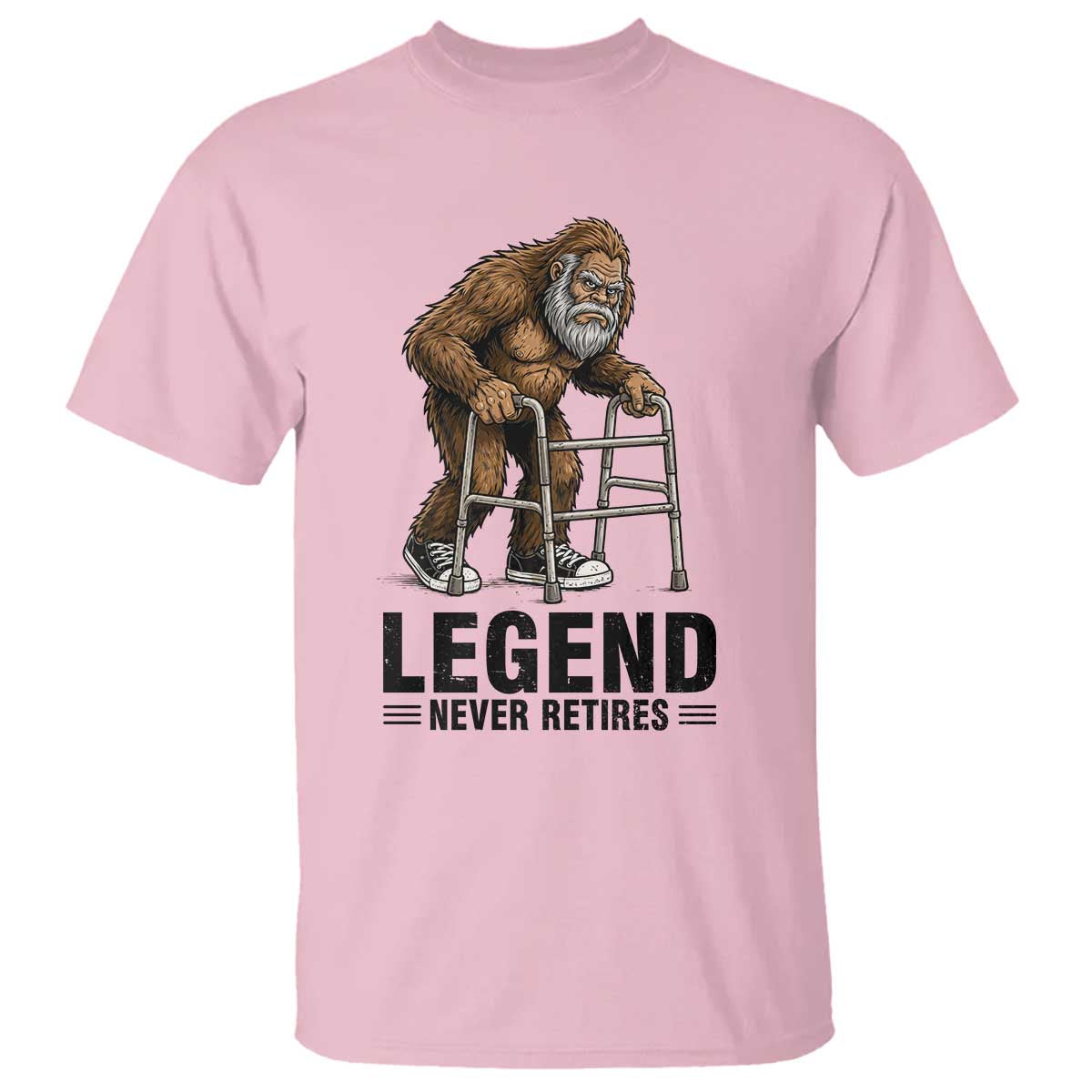 Funny Old Bigfoot Retirement Gift T Shirt Legend Never Retires TS12 Light Pink Print Your Wear