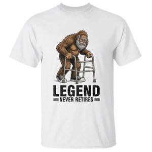 Funny Old Bigfoot Retirement Gift T Shirt Legend Never Retires TS12 White Print Your Wear