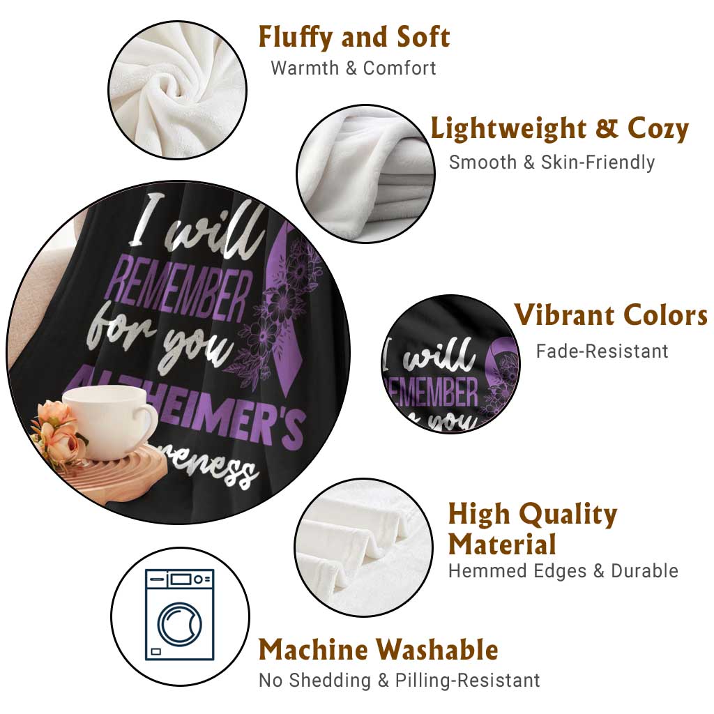 Alzheimers Caregiver Support Purple Ribbon Throw Blanket I Will Remember For You TS12 Print Your Wear