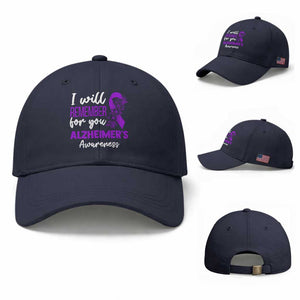 Alzheimers Caregiver Support Purple Ribbon Baseball Cap I Will Remember For You TS12 Baseball Cap Universal Fit Navy Print Your Wear