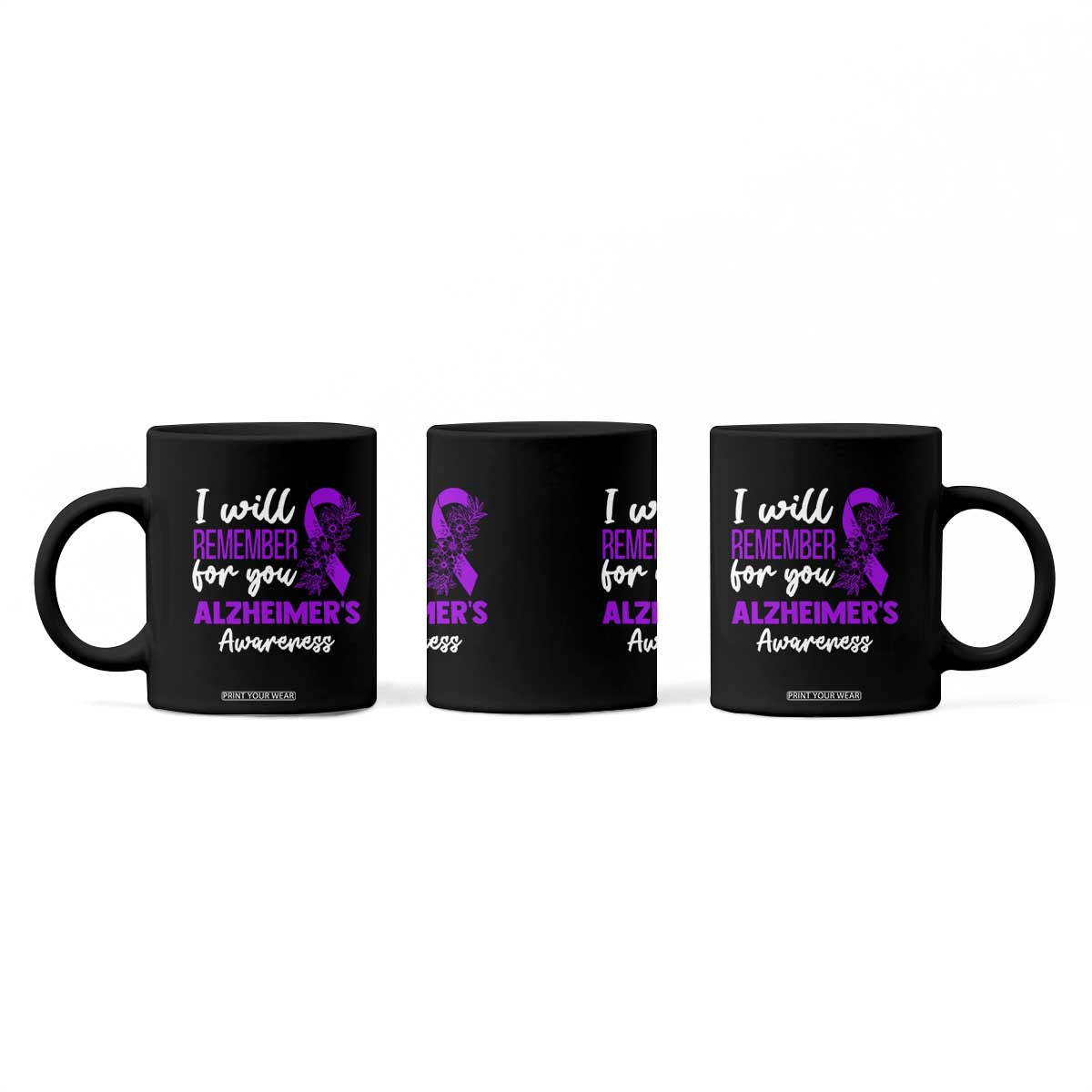 Alzheimers Caregiver Support Purple Ribbon Coffee Mug I Will Remember For You TS12 Print Your Wear