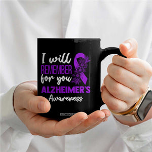 Alzheimers Caregiver Support Purple Ribbon Coffee Mug I Will Remember For You TS12 Print Your Wear
