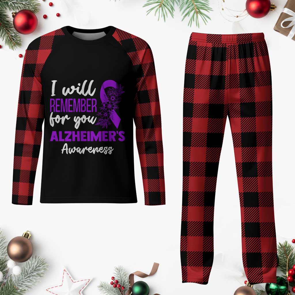 Alzheimers Caregiver Support Purple Ribbon Plaid Pajama Set I Will Remember For You TS12 Buffalo Plaid Print Your Wear