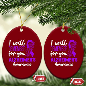 Alzheimers Caregiver Support Purple Ribbon Ceramic Ornament I Will Remember For You TS12 Print Your Wear