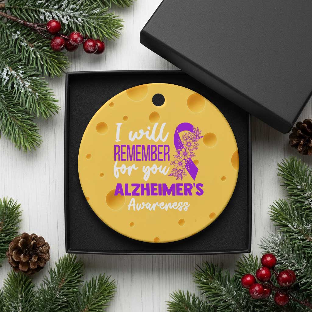 Alzheimers Caregiver Support Purple Ribbon Ceramic Ornament I Will Remember For You TS12 1pc Yellow Cheese Print Your Wear