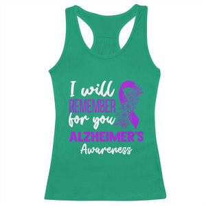 Alzheimers Caregiver Support Purple Ribbon Racerback Tank Top I Will Remember For You TS12 Irish Green Print Your Wear