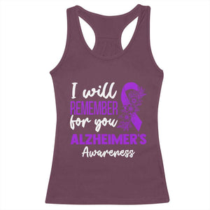 Alzheimers Caregiver Support Purple Ribbon Racerback Tank Top I Will Remember For You TS12 Maroon Print Your Wear