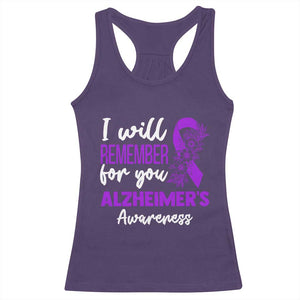 Alzheimers Caregiver Support Purple Ribbon Racerback Tank Top I Will Remember For You TS12 Purple Print Your Wear