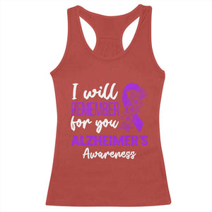 Alzheimers Caregiver Support Purple Ribbon Racerback Tank Top I Will Remember For You TS12 Red Print Your Wear