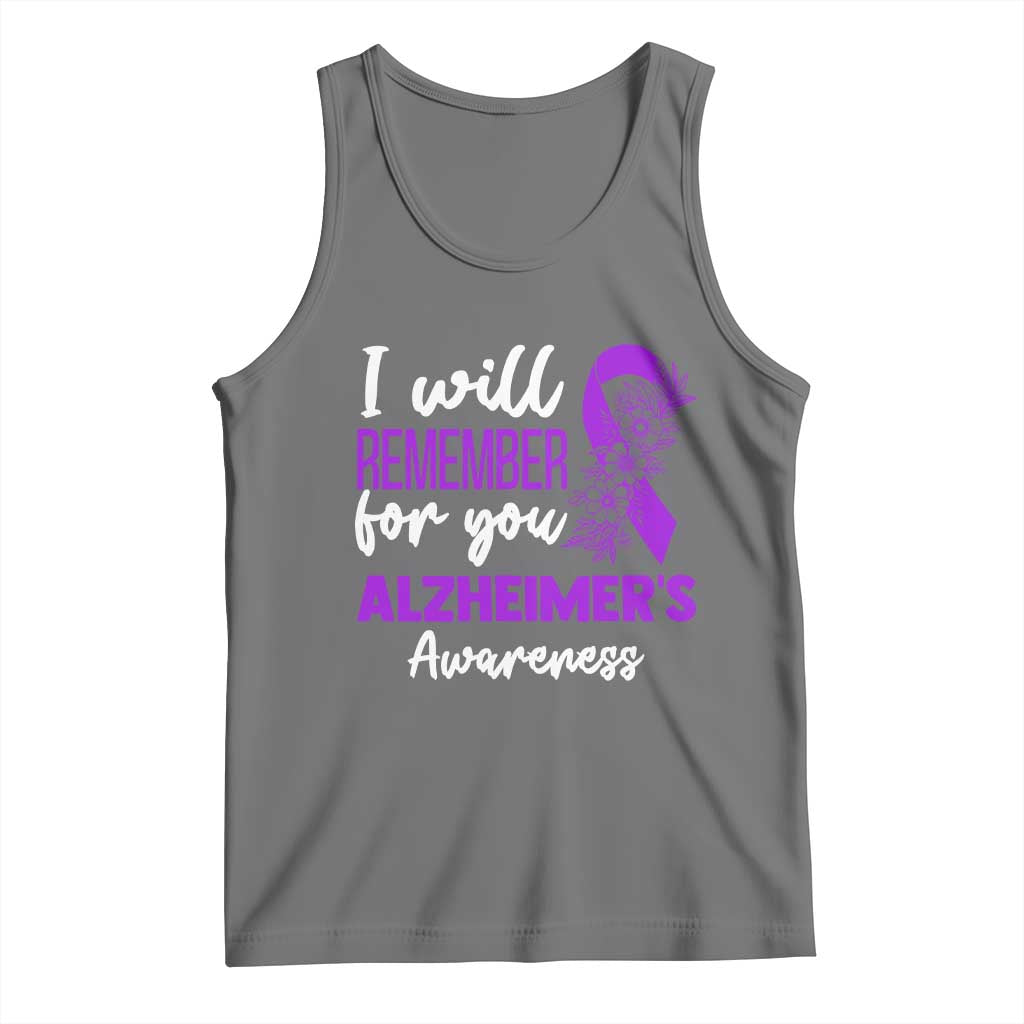 Alzheimers Caregiver Support Purple Ribbon Tank Top I Will Remember For You TS12 Black Heather Print Your Wear