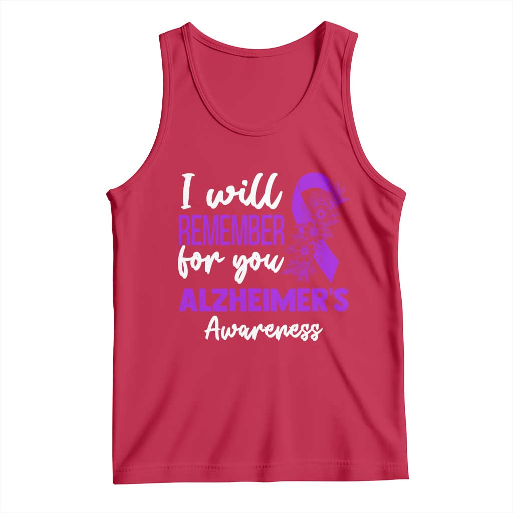 Alzheimers Caregiver Support Purple Ribbon Tank Top I Will Remember For You TS12 Red Print Your Wear