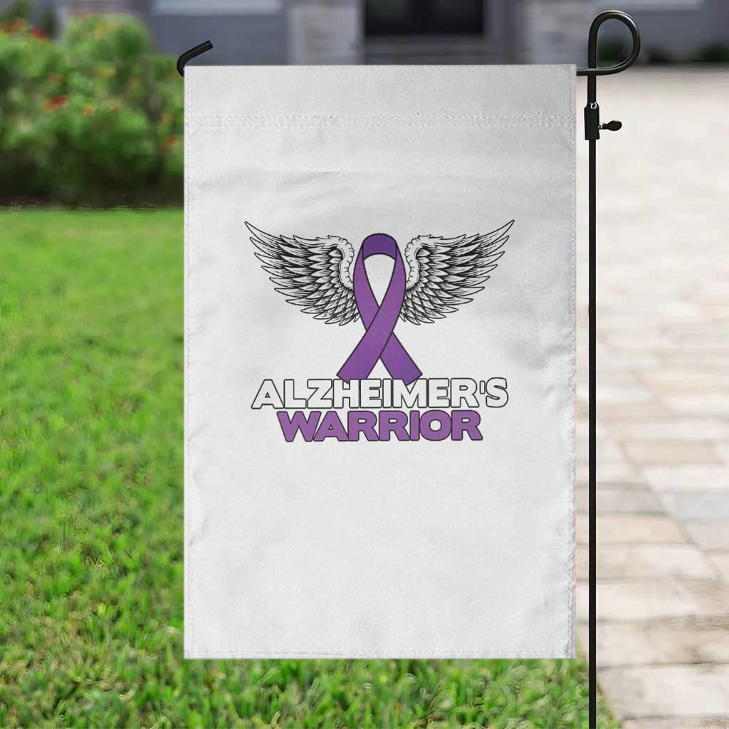 Alzheimers Warrior Garden Flag Purple Ribbon Angel Wings Memory Support Gift TS12 Print Your Wear