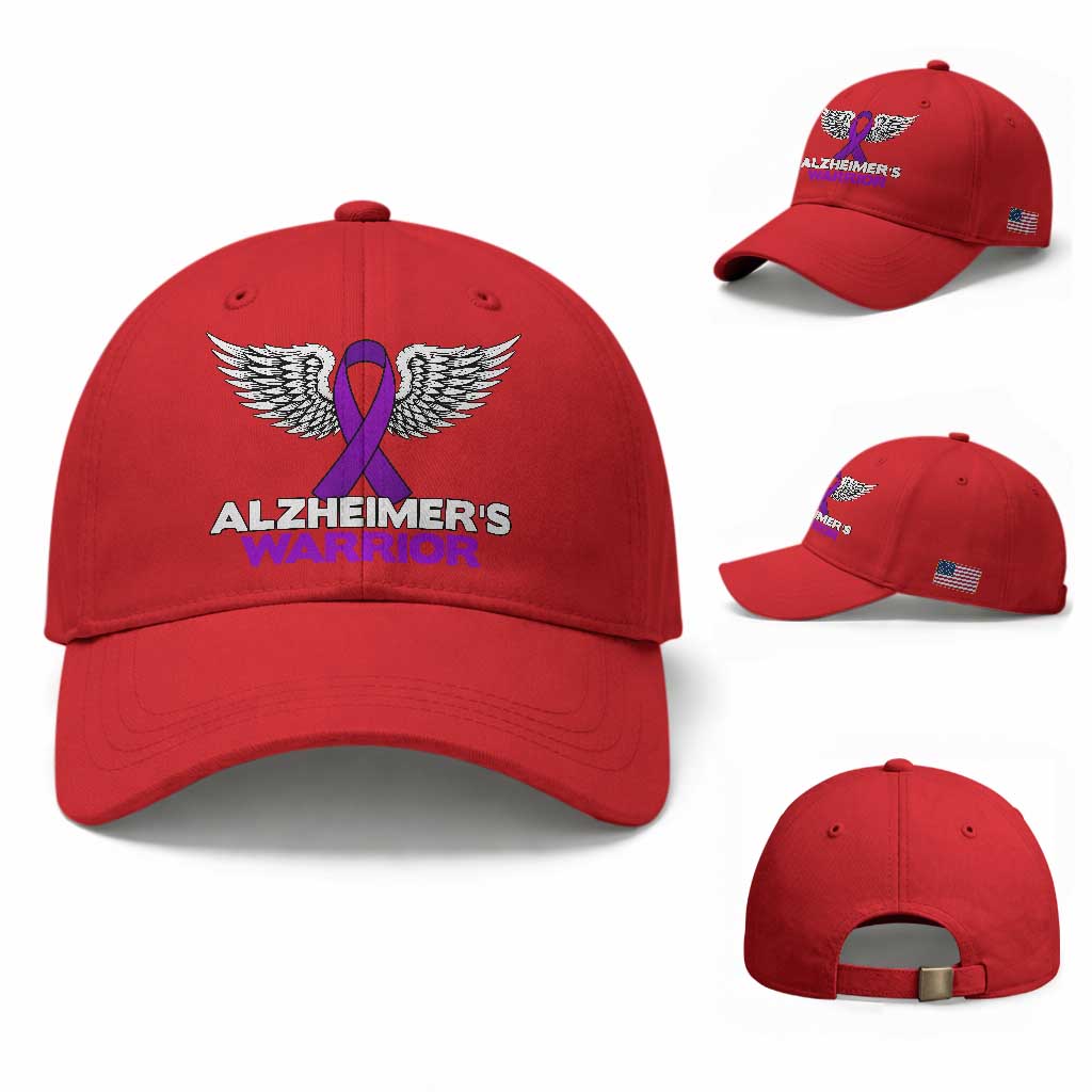 Alzheimers Warrior Baseball Cap Purple Ribbon Angel Wings Memory Support Gift TS12 Baseball Cap Universal Fit Red Print Your Wear