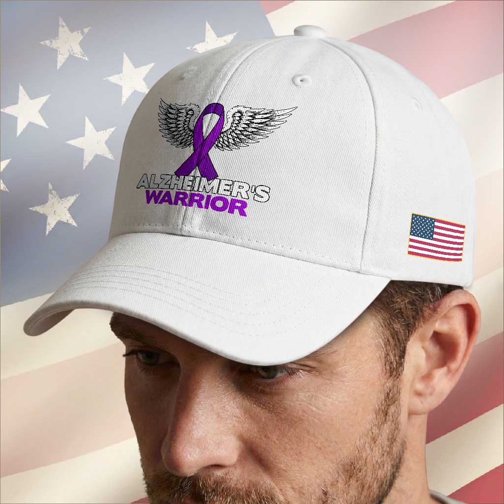 Alzheimers Warrior Baseball Cap Purple Ribbon Angel Wings Memory Support Gift TS12 Print Your Wear