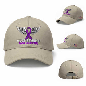 Alzheimers Warrior Baseball Cap Purple Ribbon Angel Wings Memory Support Gift TS12 Baseball Cap Universal Fit Beige Print Your Wear
