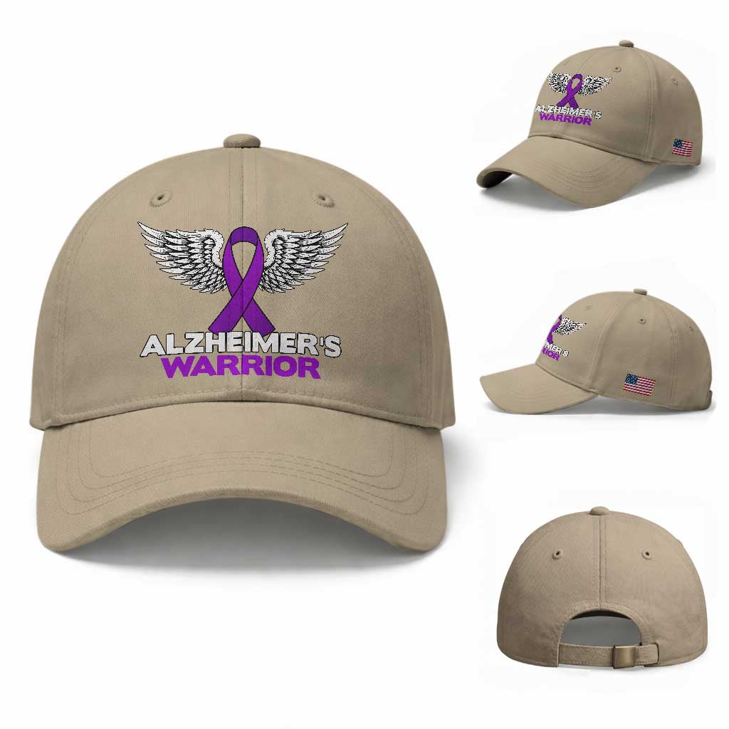 Alzheimers Warrior Baseball Cap Purple Ribbon Angel Wings Memory Support Gift TS12 Baseball Cap Universal Fit Khaki Print Your Wear