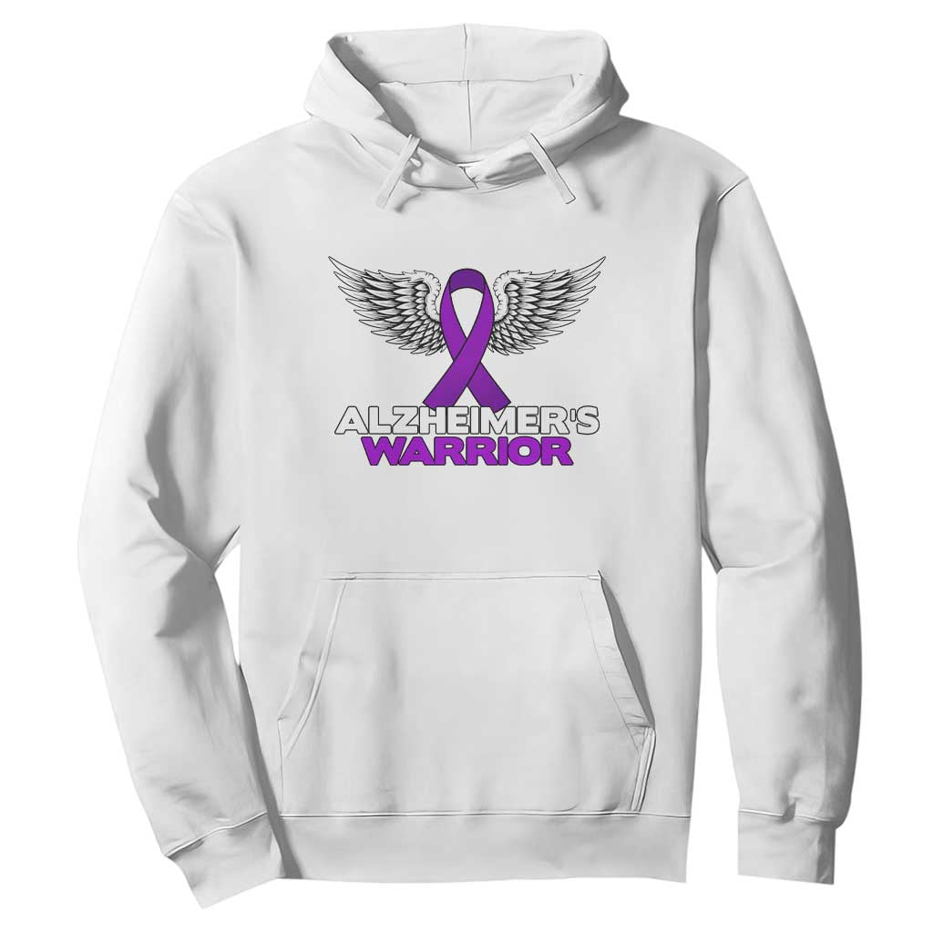 Alzheimers Warrior Hoodie Purple Ribbon Angel Wings Memory Support Gift TS12 White Print Your Wear