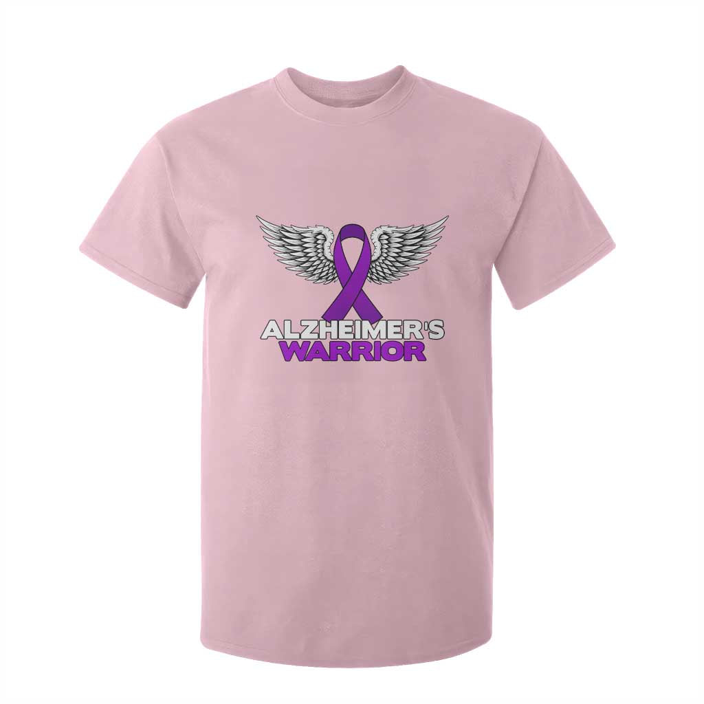 Alzheimers Warrior T Shirt For Kid Purple Ribbon Angel Wings Memory Support Gift TS12 Light Pink Print Your Wear