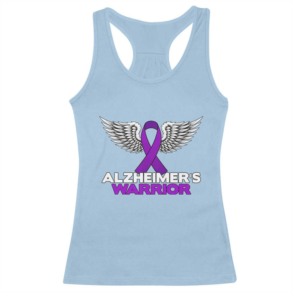 Alzheimers Warrior Racerback Tank Top Purple Ribbon Angel Wings Memory Support Gift TS12 Light Blue Print Your Wear